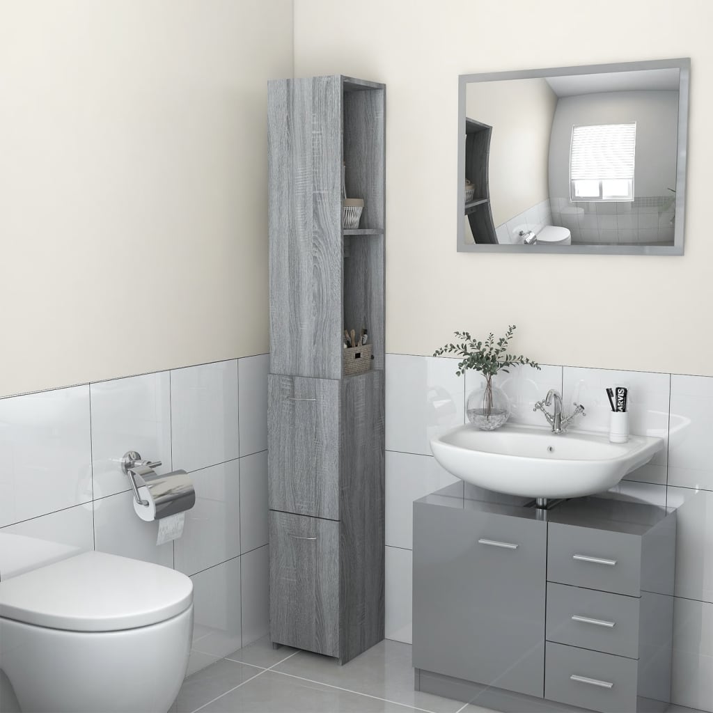 Badschrank Weiß 25x26,5x170 cm Holzwerkstoff