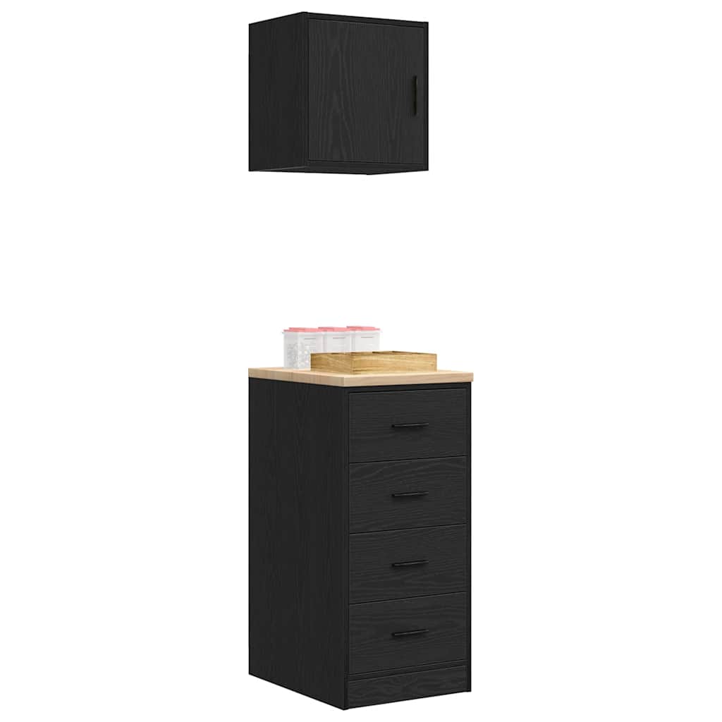 Garagenschränke 2 Stk. Schwarz Holzwerkstoff