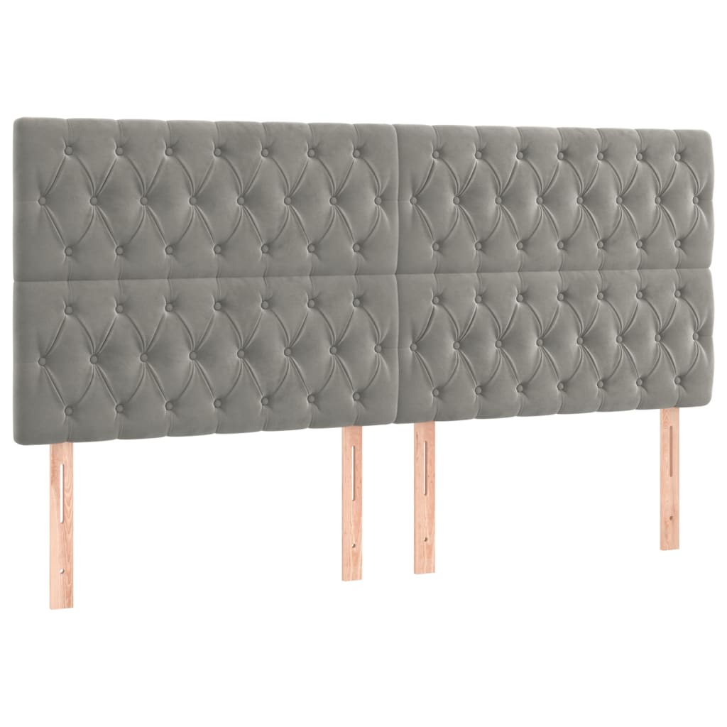 Kopfteil Hellgrau 80x7x118/128 cm Samt