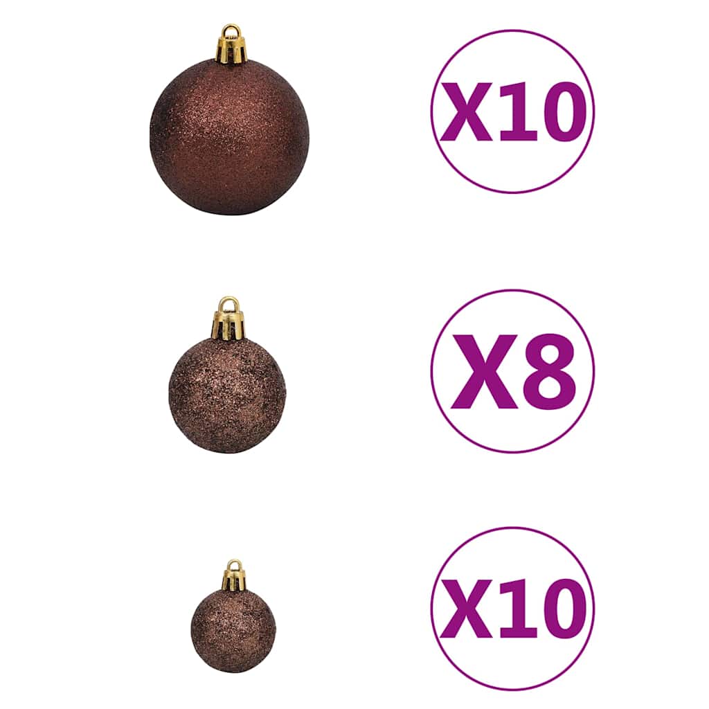 Künstlicher Weihnachtsbaum mit Beleuchtung & Kugeln Weiß 120 cm