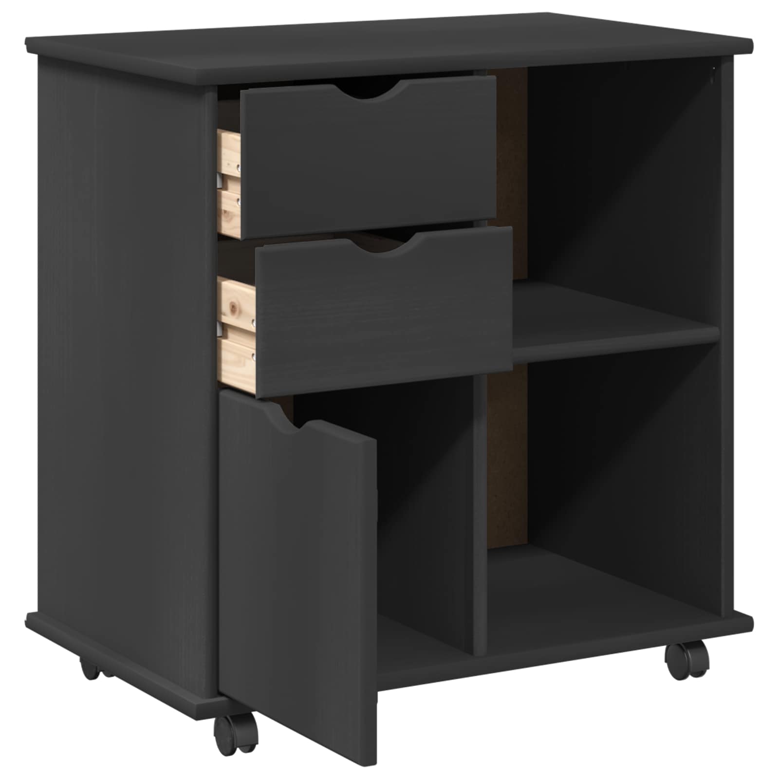 Rollschrank Honigbraun 63,5 x 39 x 65,5 cm Massivholz Kiefer