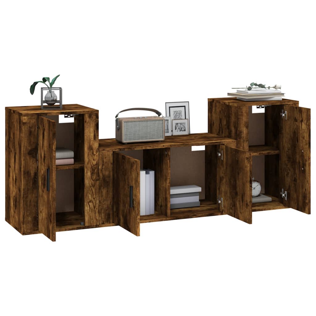 3-tlg. TV-Schrank-Set Weiß Holzwerkstoff