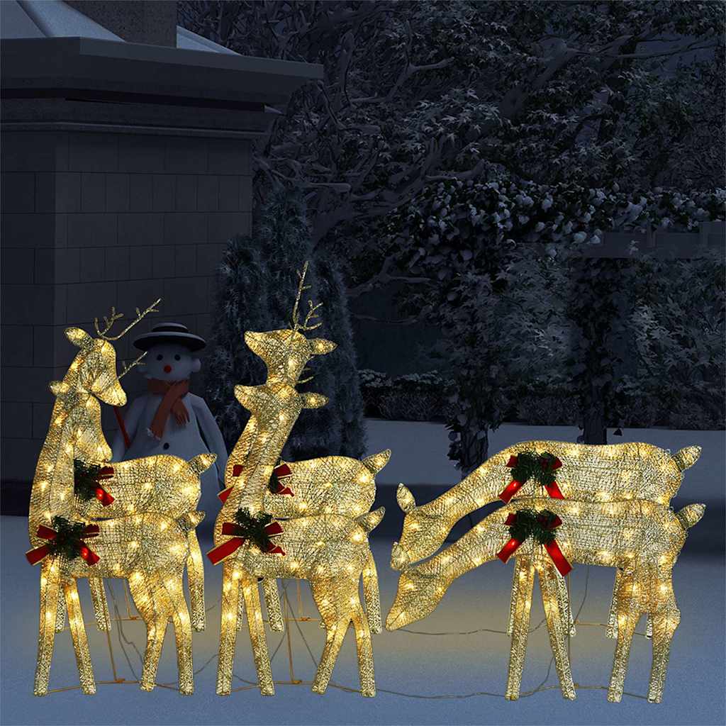 Weihnachtsdeko LED Rentiere 270x7x90 cm Golden Warmweiß