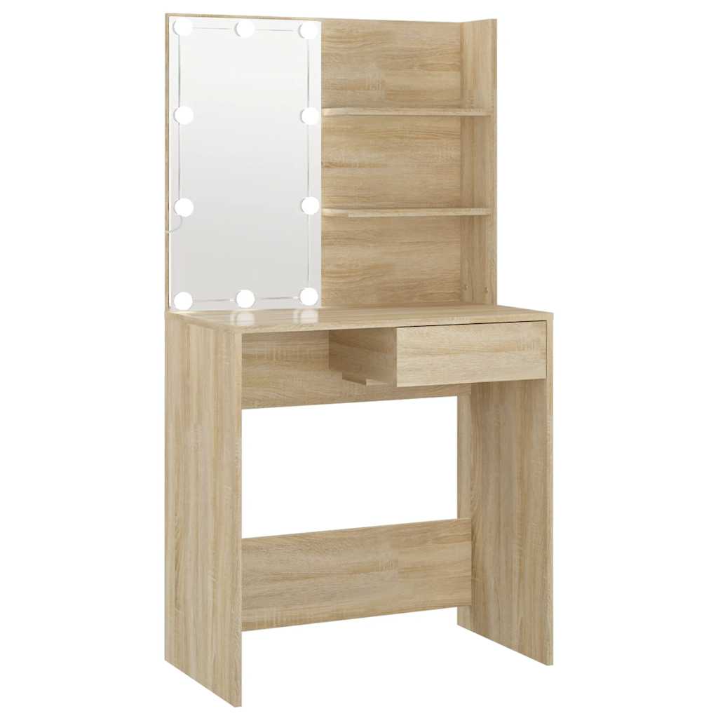 Schminktisch mit LED Weiß 74,5x40x141 cm