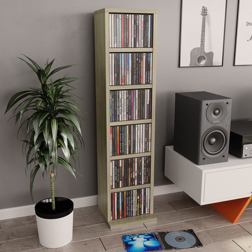 CD-Schrank Weiß 21x20x88 cm Holzwerkstoff