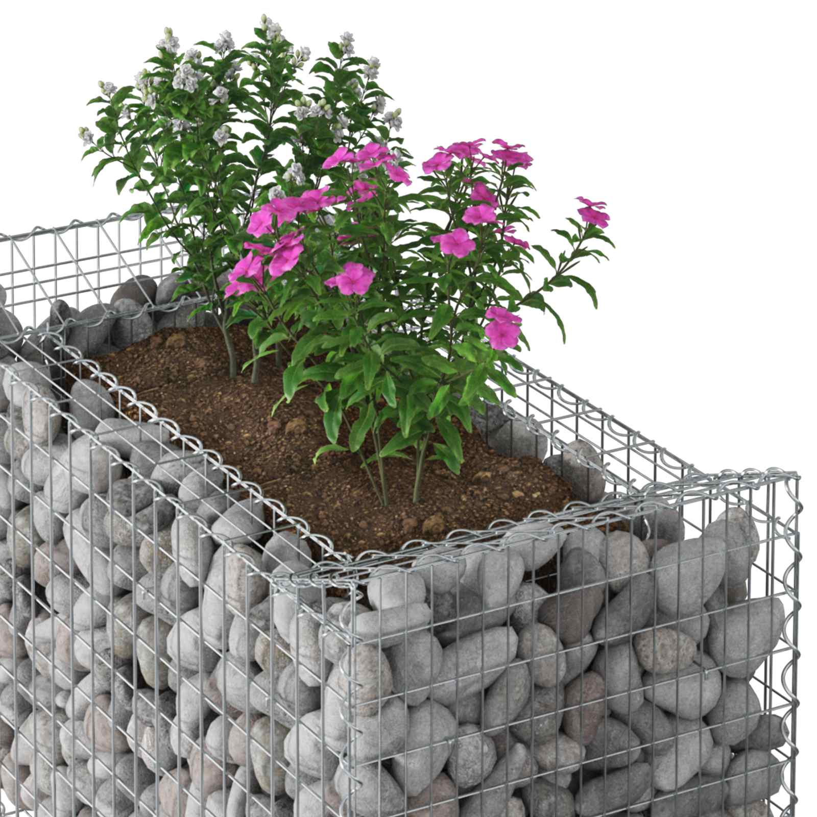 Gabionen-Hochbeet 2 pcs Silber