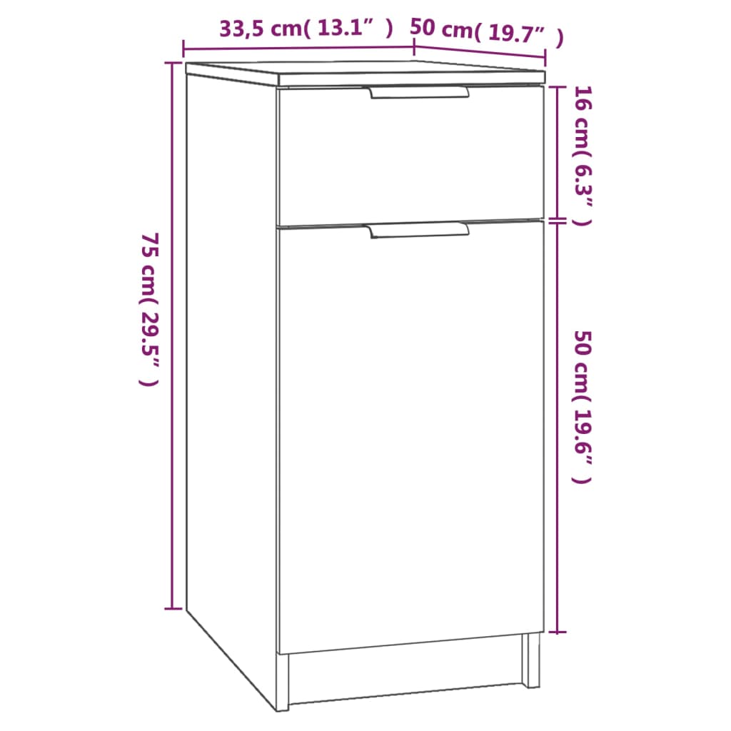 Büroschrank Weiß 33,5x50x75 cm Holzwerkstoff