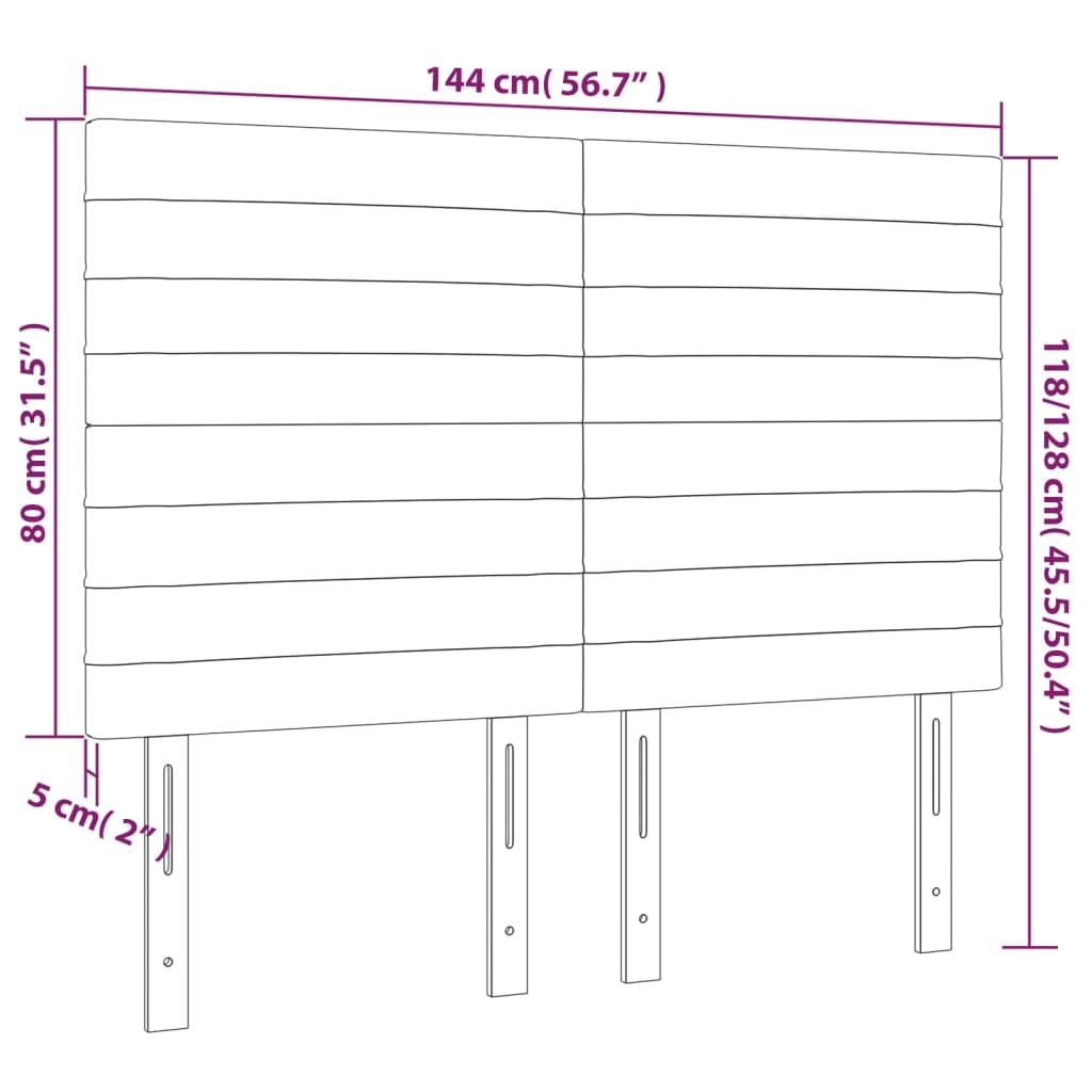 Kopfteil Hellgrau 80x5x118/128 cm Samt