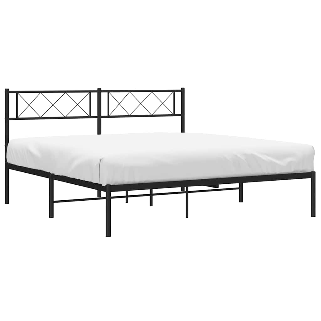 Bettgestell mit Kopfteil Metall Schwarz 100x190 cm