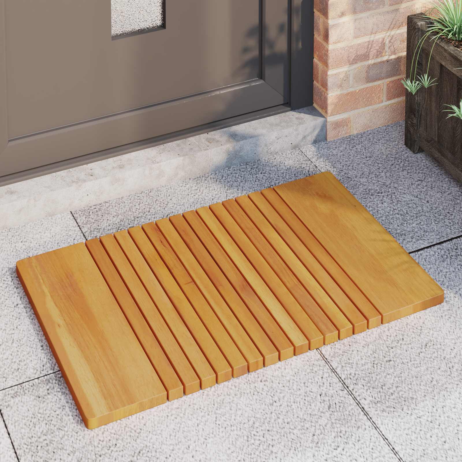 Badematte Uni Braun 59 x 40 cm Massives Akazienholz