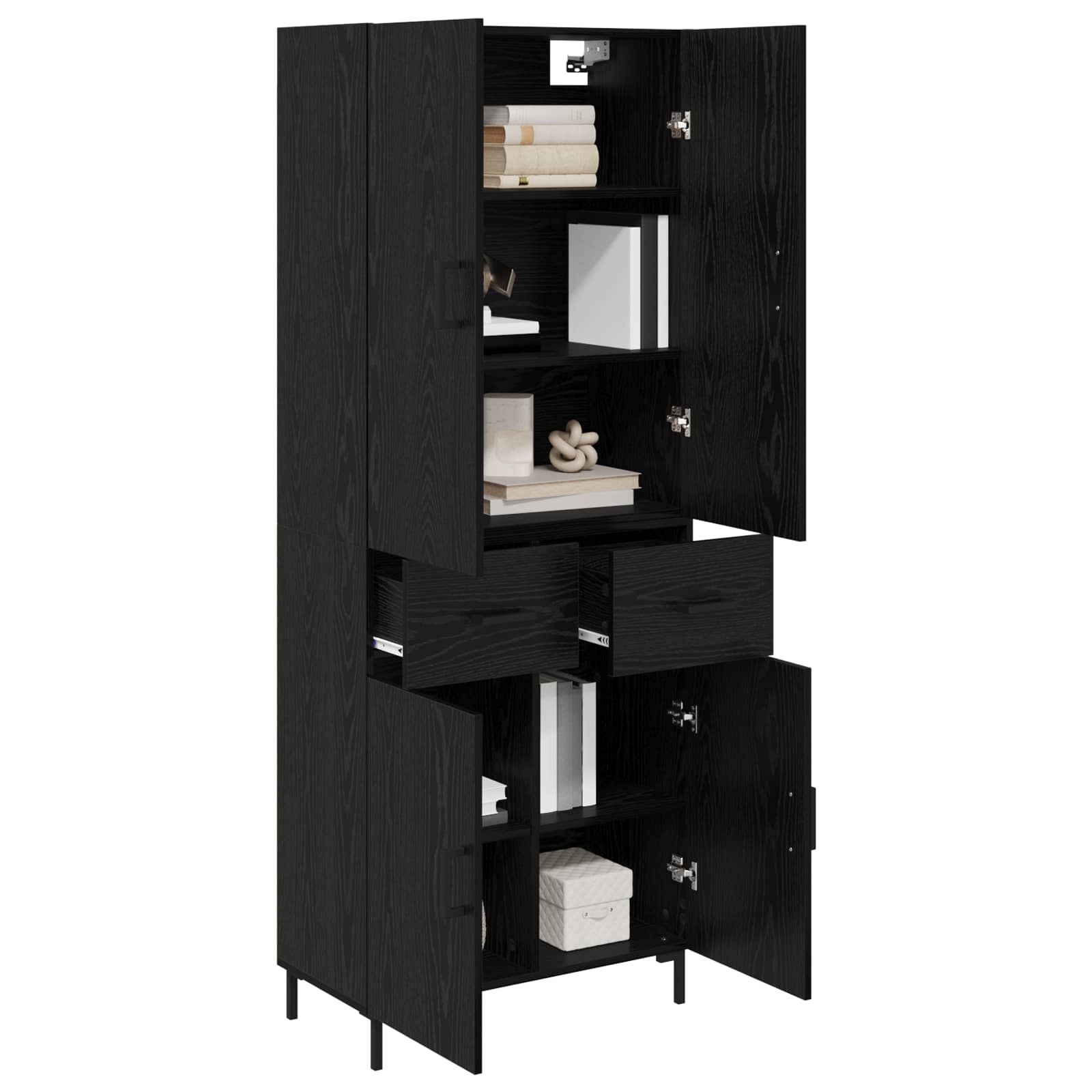 Highboard Betongrau 69,5x34x180 cm Holzwerkstoff