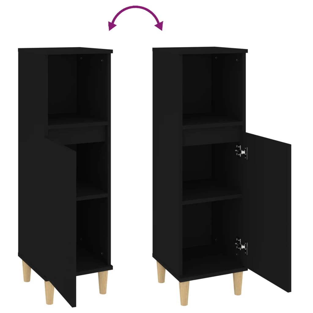 Badschrank Weiß 30x30x100 cm Holzwerkstoff