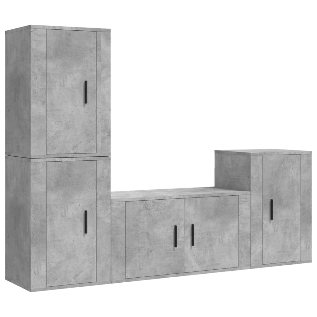 4-tlg. TV-Schrank-Set Hochglanz-Weiß Holzwerkstoff