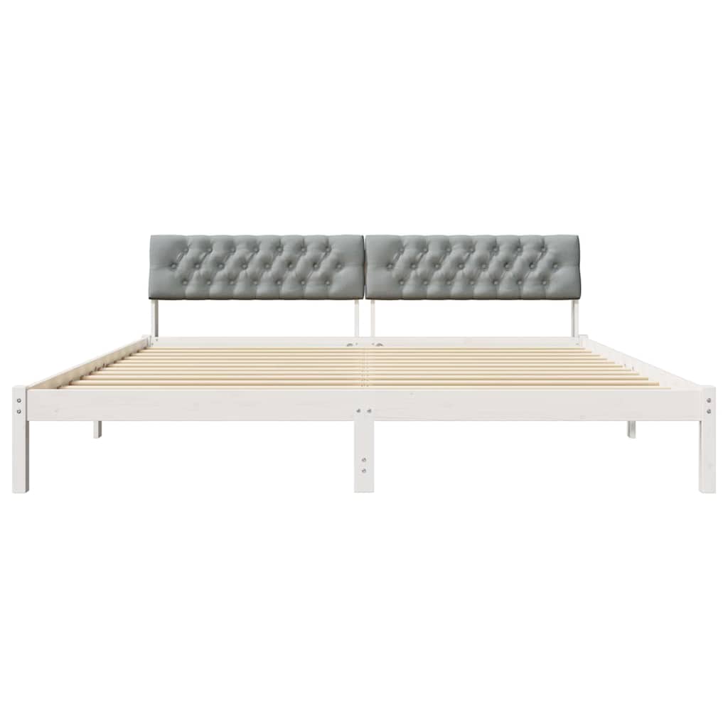 Bettgestell Braun und hellgrau 200 x 200 cm Massivholz Kiefer