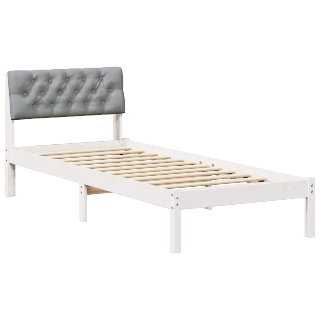 Bettgestell Braun und hellgrau 200 x 200 cm Massivholz Kiefer