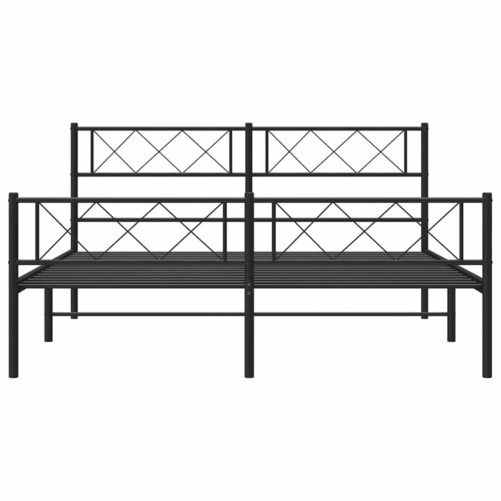 Bettgestell mit Kopfteil Metall Schwarz 100x190 cm