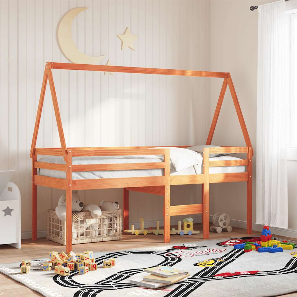 Dach für Kinderbett Weiß 209x95,5x88 cm Massivholz Kiefer