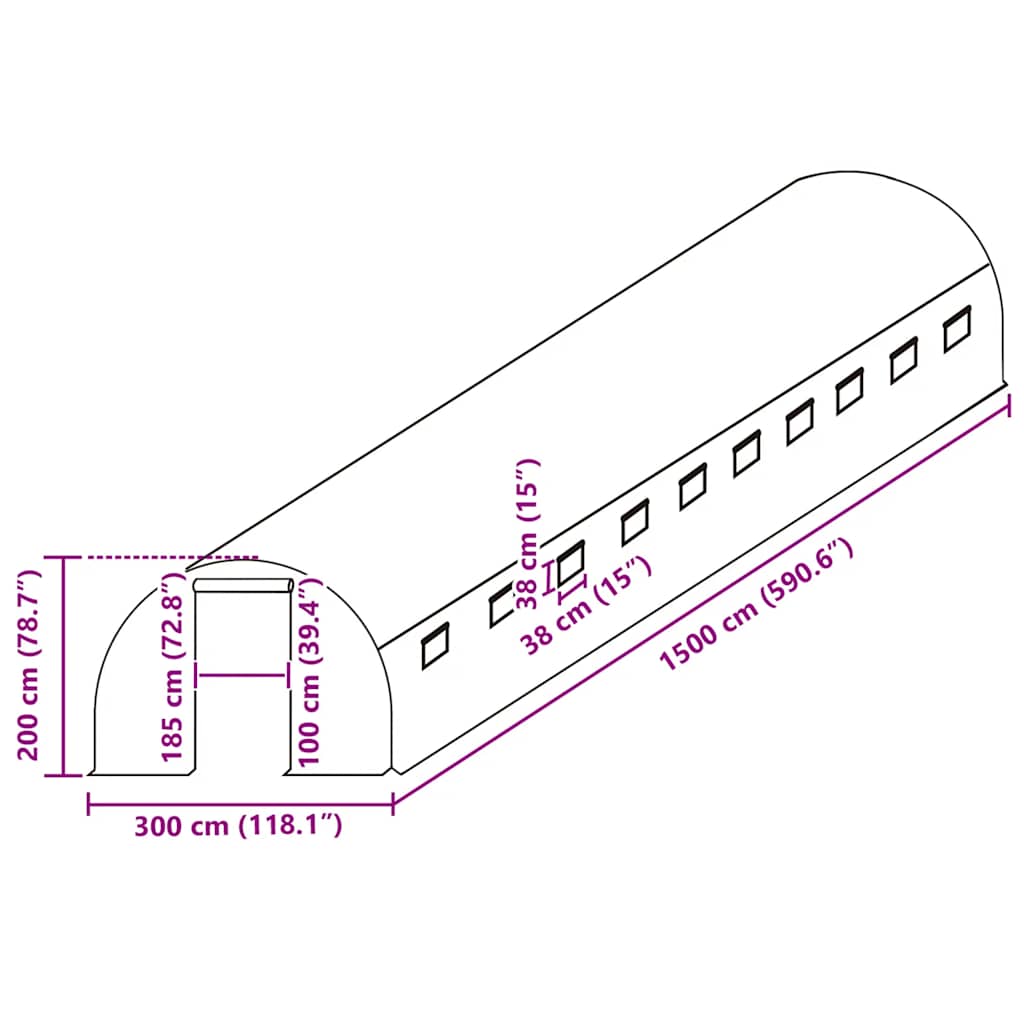 Ersatzabdeckung für Gewächshaus (4,5 m²) 300x150x200 cm Grün