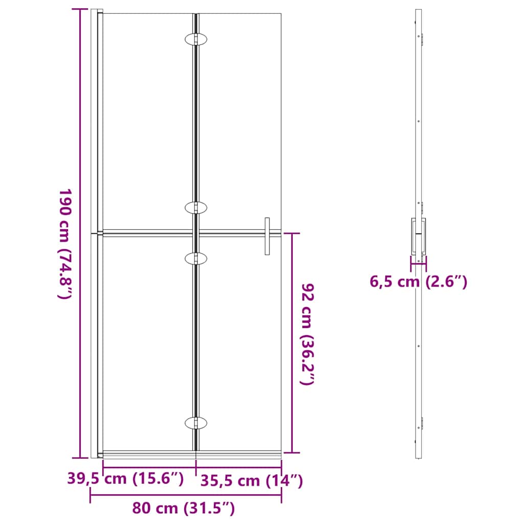 Faltbare begehbare Duschwand Transparentes ESG Glas 70x190 cm