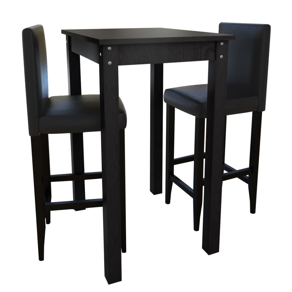 Barset Bartisch mit 4 Barhockern Schwarz