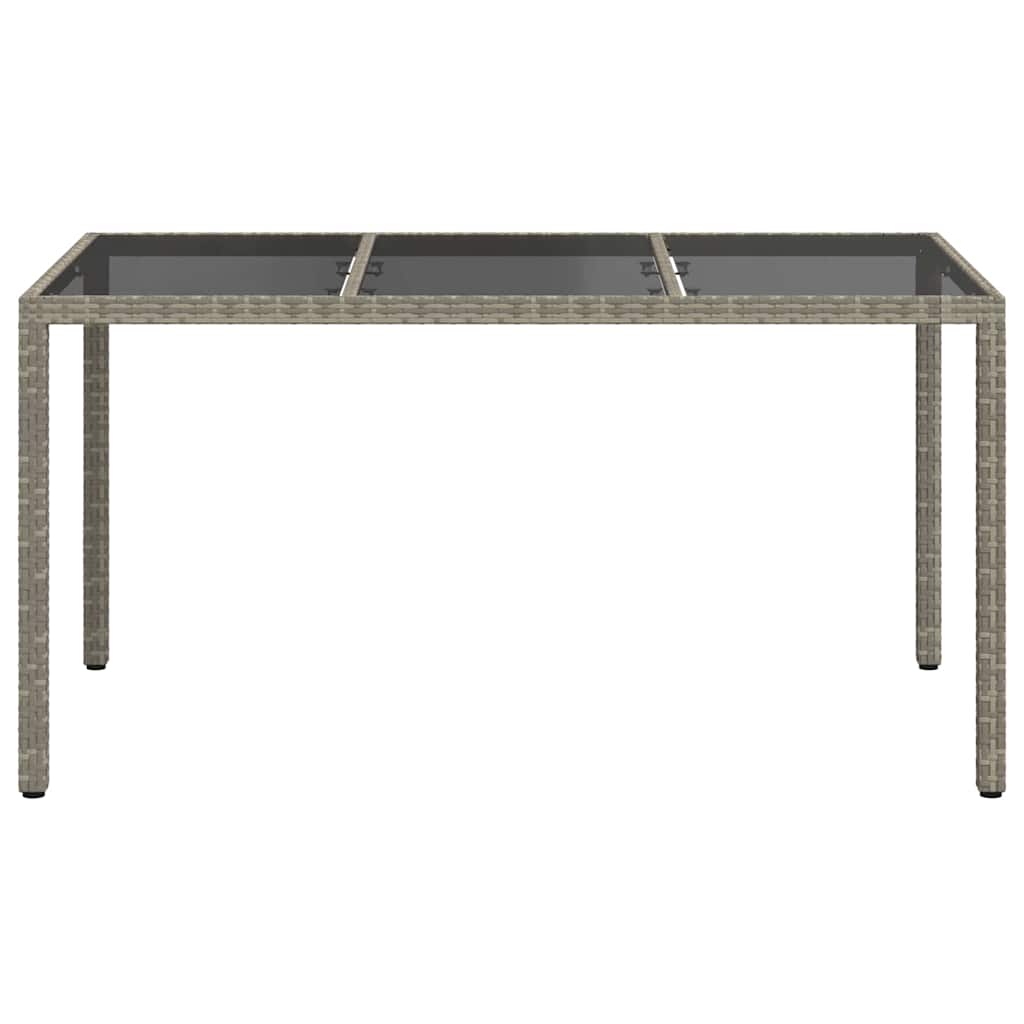 Gartentisch 150x90x75 cm Hartglas und Poly Rattan Grau