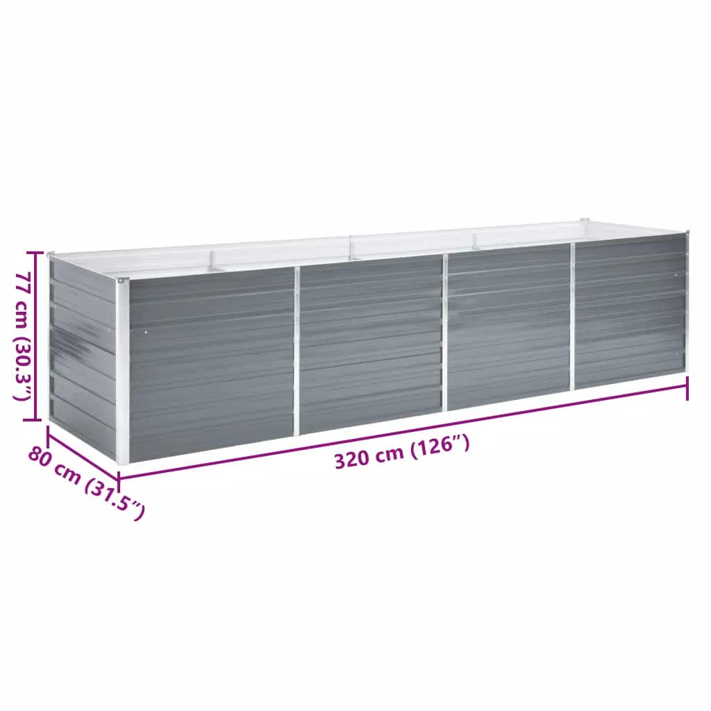 Hochbeet 160 x 80 x 77 cm Verzinkter Stahl Grau