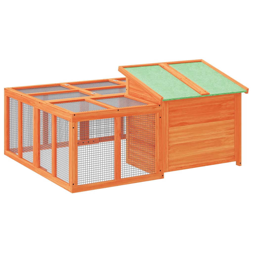 Kaninchenstall Mokka 144x123x67,5 cm Massivholz Kiefer