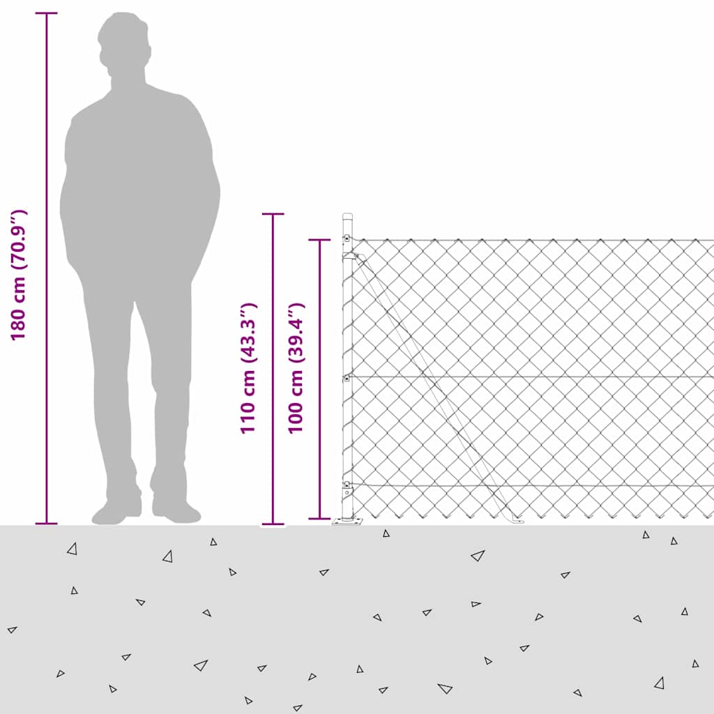 Outdoor Kettenglied-Zaun Erdfixierung 10 x 0,4 m Grün Netz
