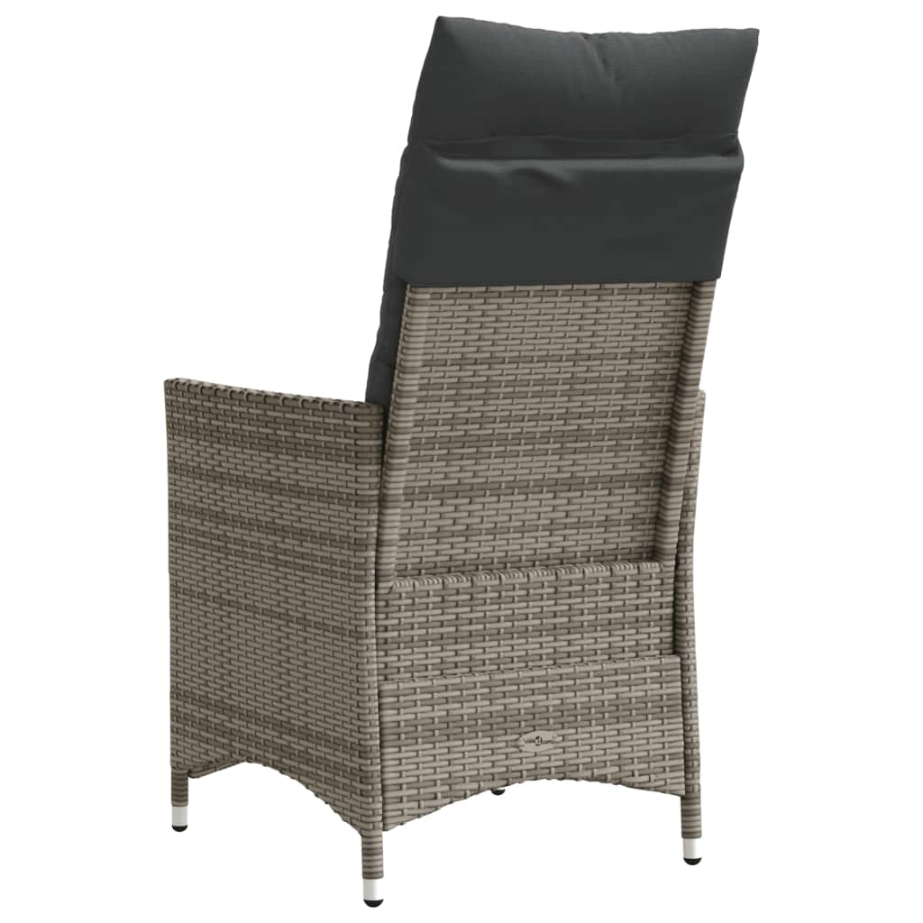 Gartensessel Verstellbar mit Kissen Schwarz Poly Rattan