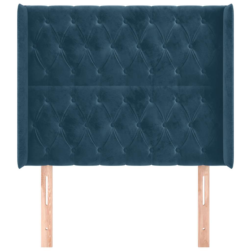 Kopfteil mit Ohren Dunkelblau 93x16x78/88 cm Samt