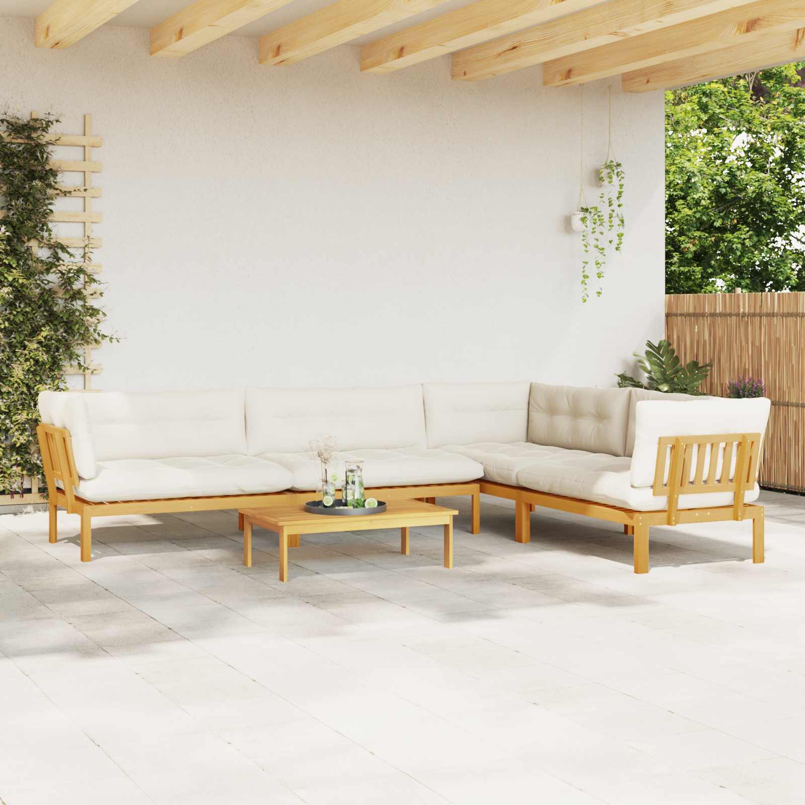 3-tlg. Garten-Sofagarnitur aus Paletten Massivholz Akazie