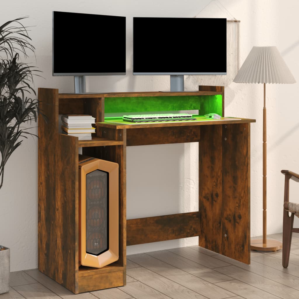 Schreibtisch mit LEDs Weiß 97x45x90 cm Holzwerkstoff