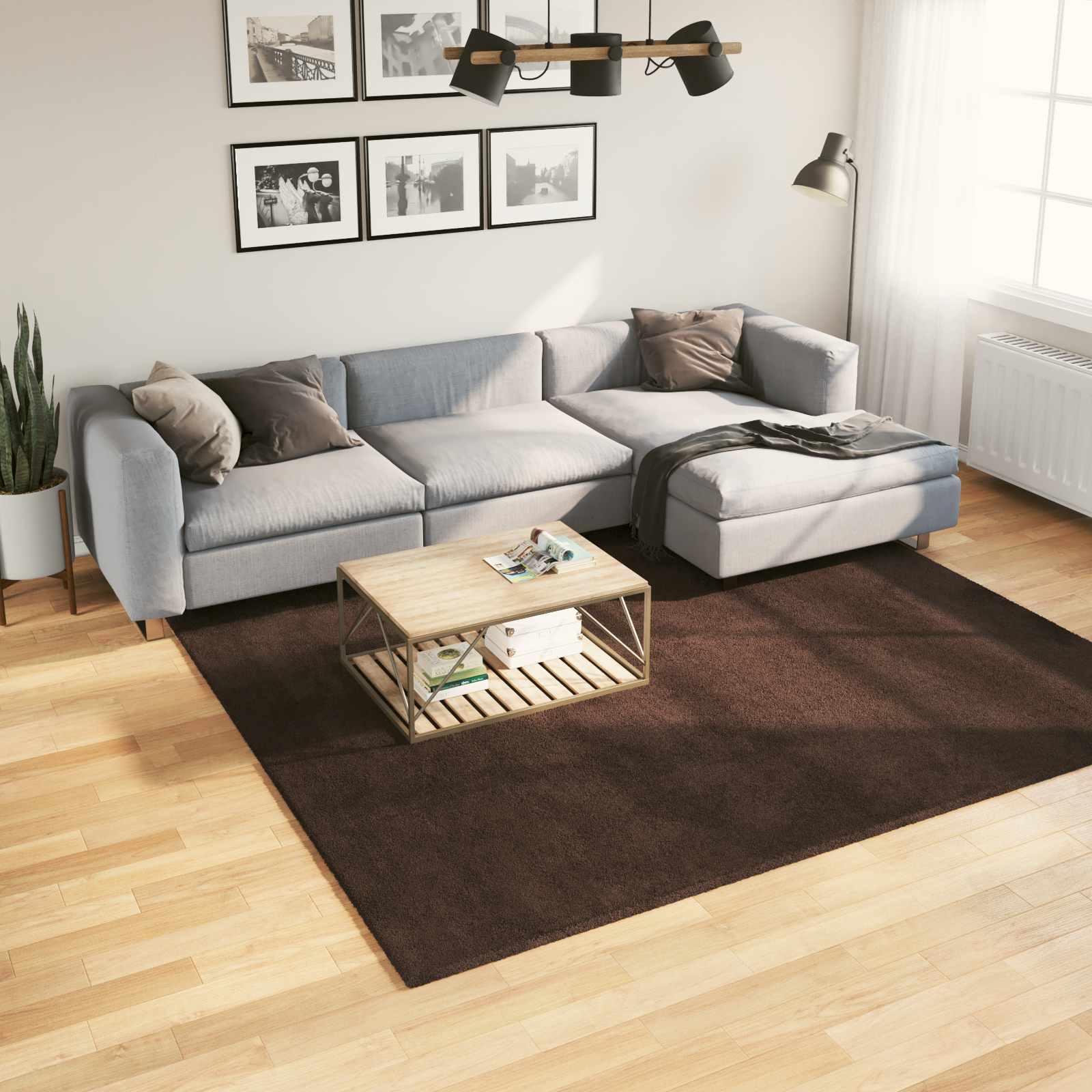 Teppich HUARTE Kurzflor Weich und Waschbar Anthrazit 60x110 cm