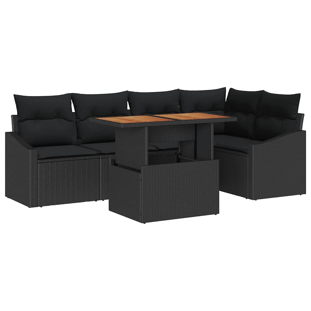 Garten Essgruppe mit Kissen 6 pcs Schwarz und Creme
