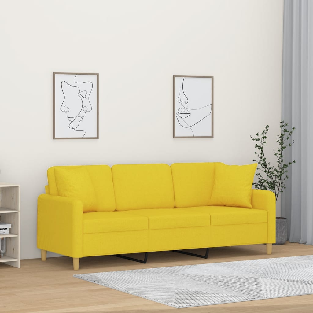 2-Sitzer-Sofa mit Zierkissen Braun 120 cm Stoff