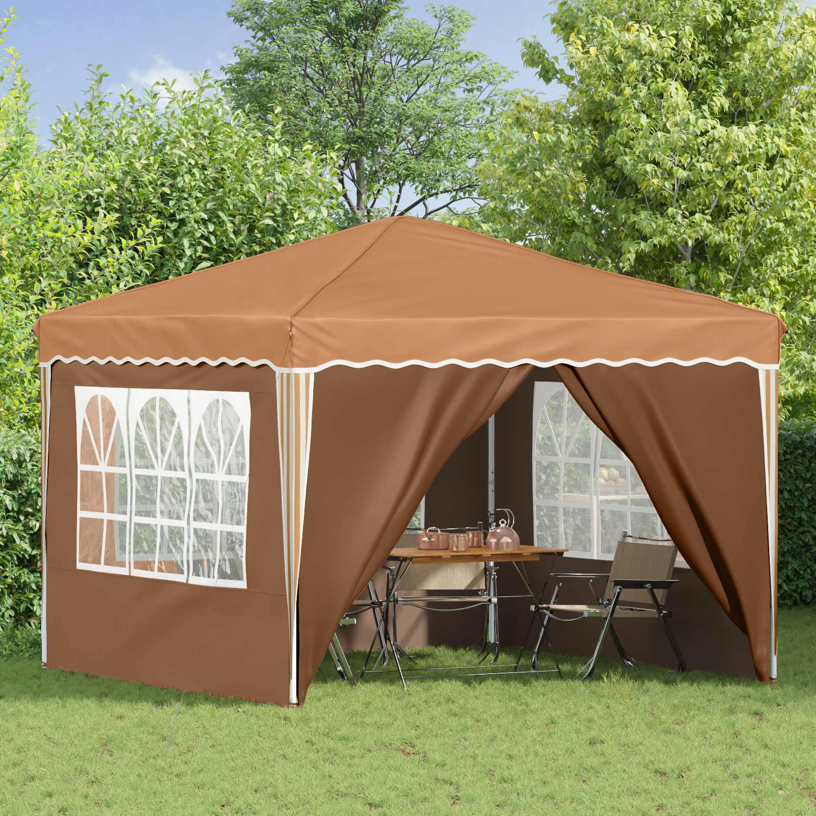 Pop-up Partyzelt 288 x 288 x 245 cm Creme Oxford-Stoff