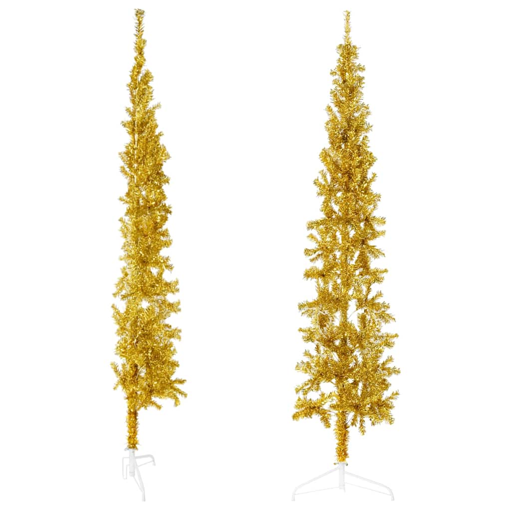Künstlicher Halb-Weihnachtsbaum mit Ständer Schlank Weiß 180 cm