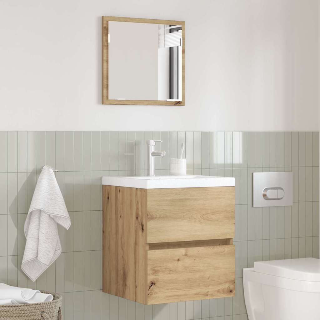 Badschrank mit Spiegel Weiß Holzwerkstoff
