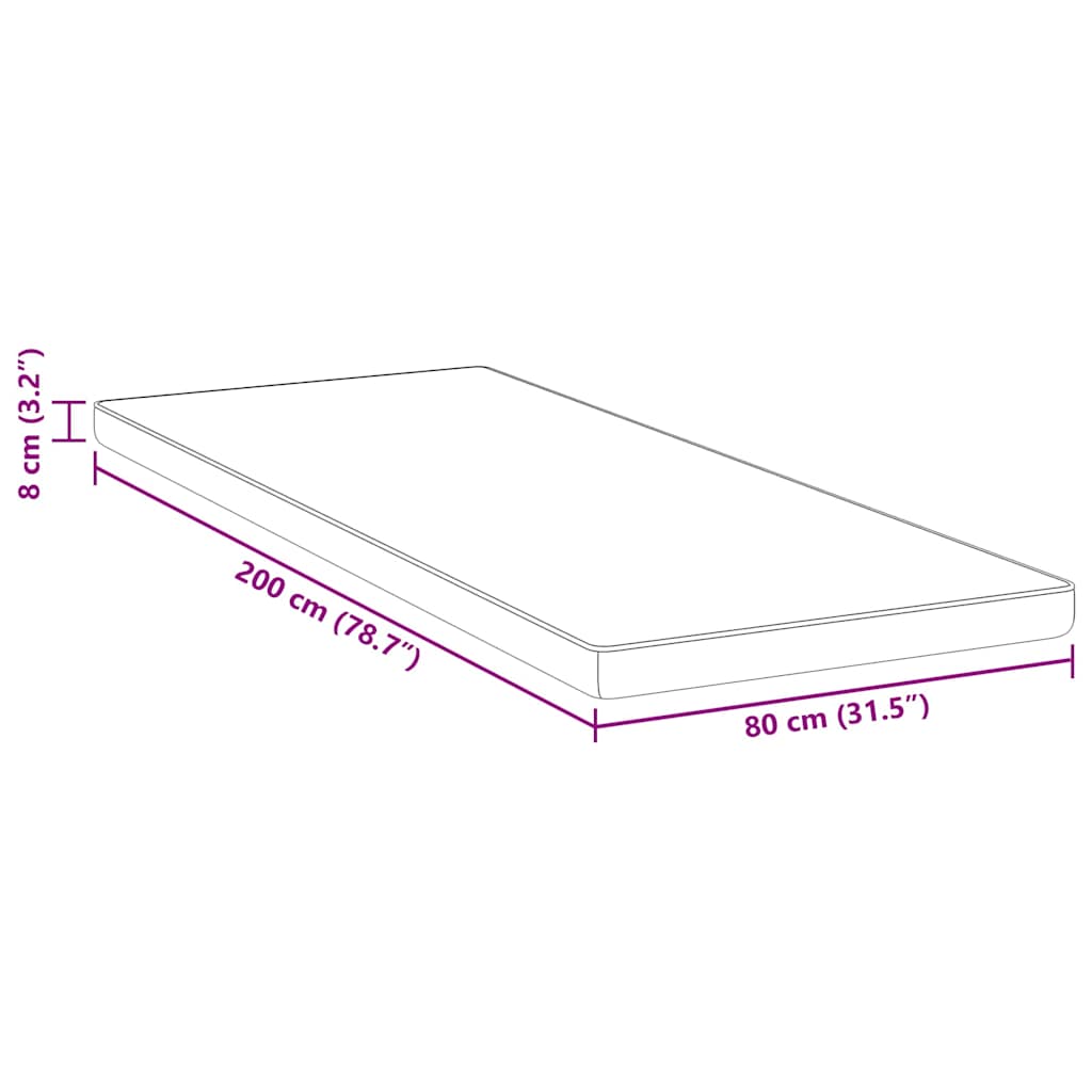 Matratzenauflage Weiß 70 x 200 cm Jacquard-Stoff