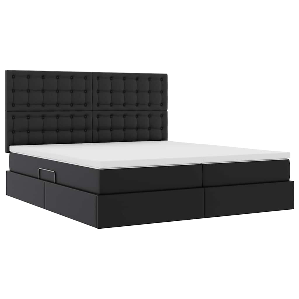 Bett mit Stauraum und LED Schwarz 180 x 200 cm Kunstleder