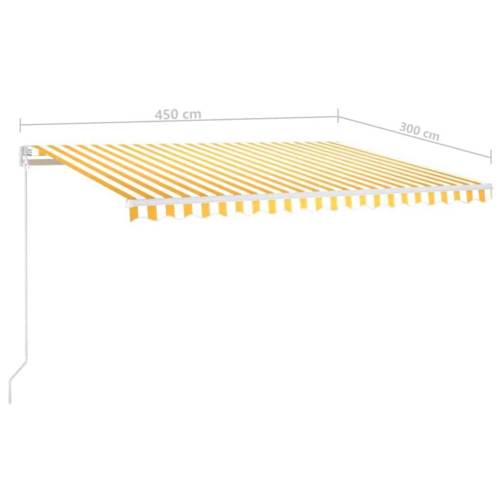 Markise Manuell Einziehbar mit LED 300x250 cm Blau und Weiß