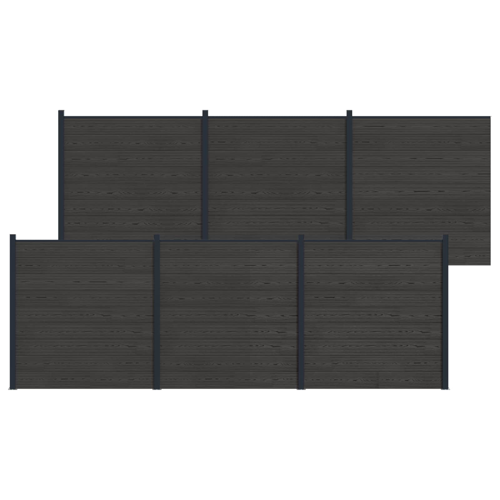 Zaunelement WPC 180x186 cm Schwarz