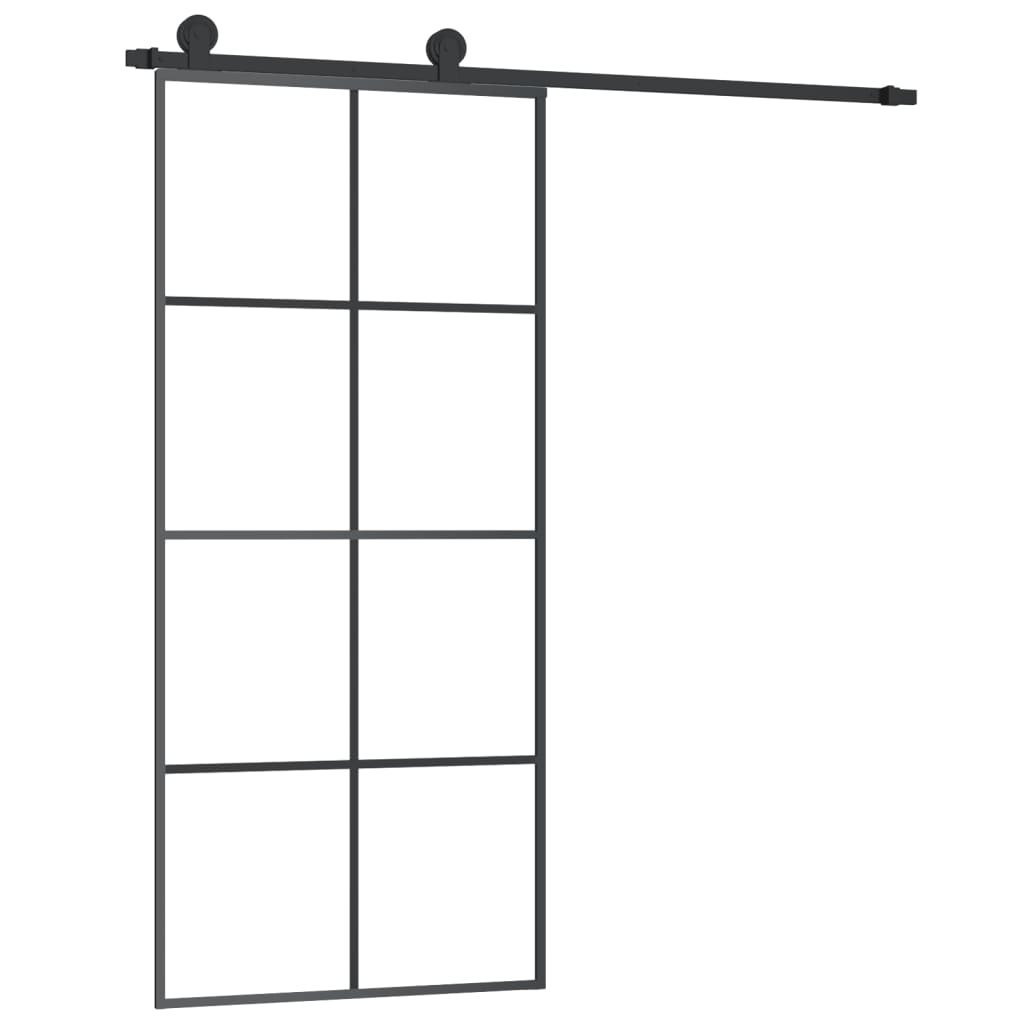 Schiebetür mit Beschlag 76x205 cm ESG-Glas & Aluminium