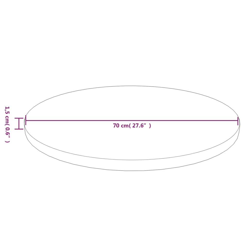 Runde Tischplatte Ø30x1,5 cm Unbehandeltes Massivholz Eiche