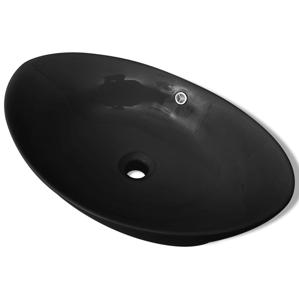 Keramik Waschbecken Keramikspülen Überlauf Oval 59 x 38,5 cm