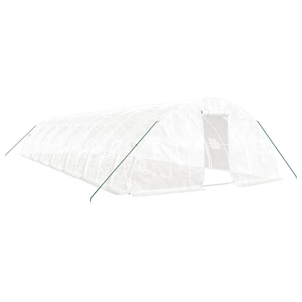 Gewächshaus mit Stahlrahmen Weiß 40 m² 8x5x2,3 m