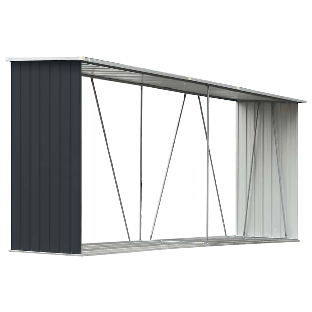 Brennholzlager aus verzinktem Stahl 330x84x152 cm Grau