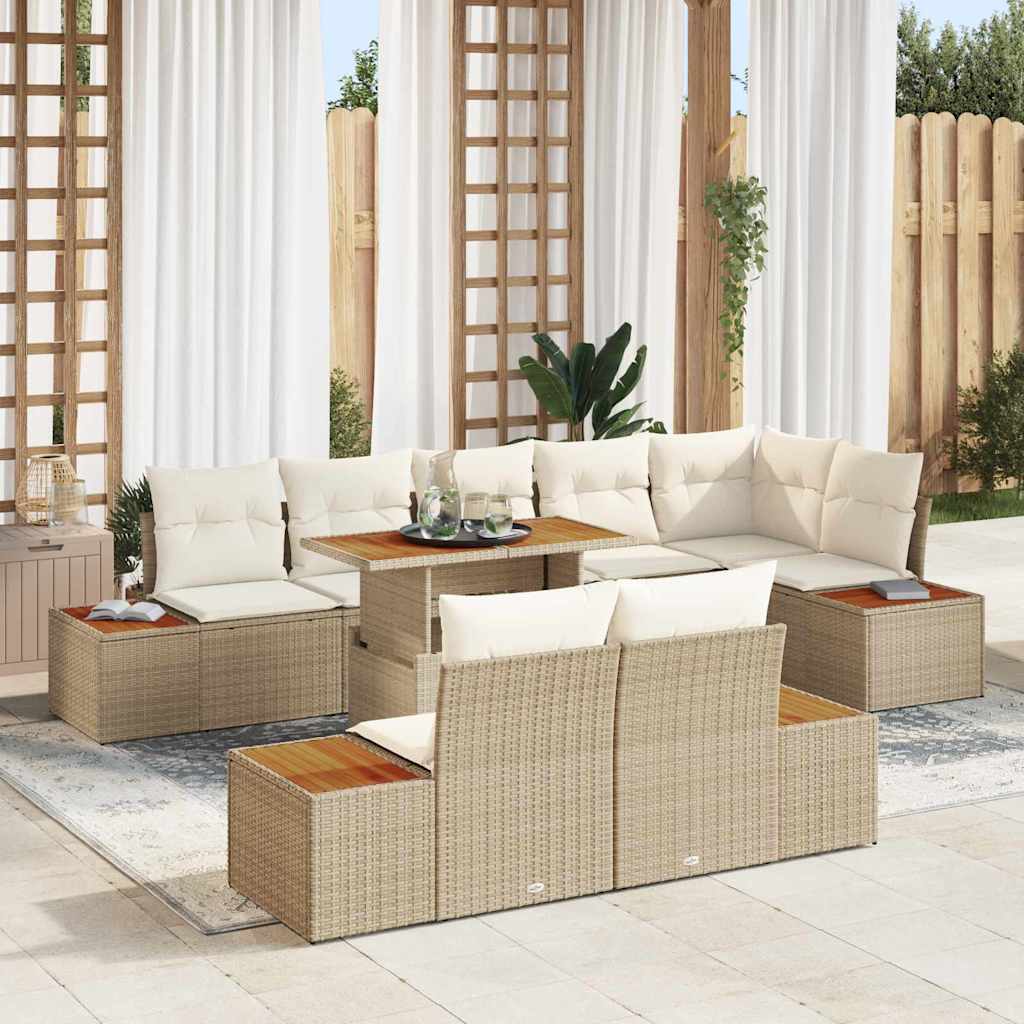 Garten Essgruppe mit Kissen 9 pcs Schwarz und Beige