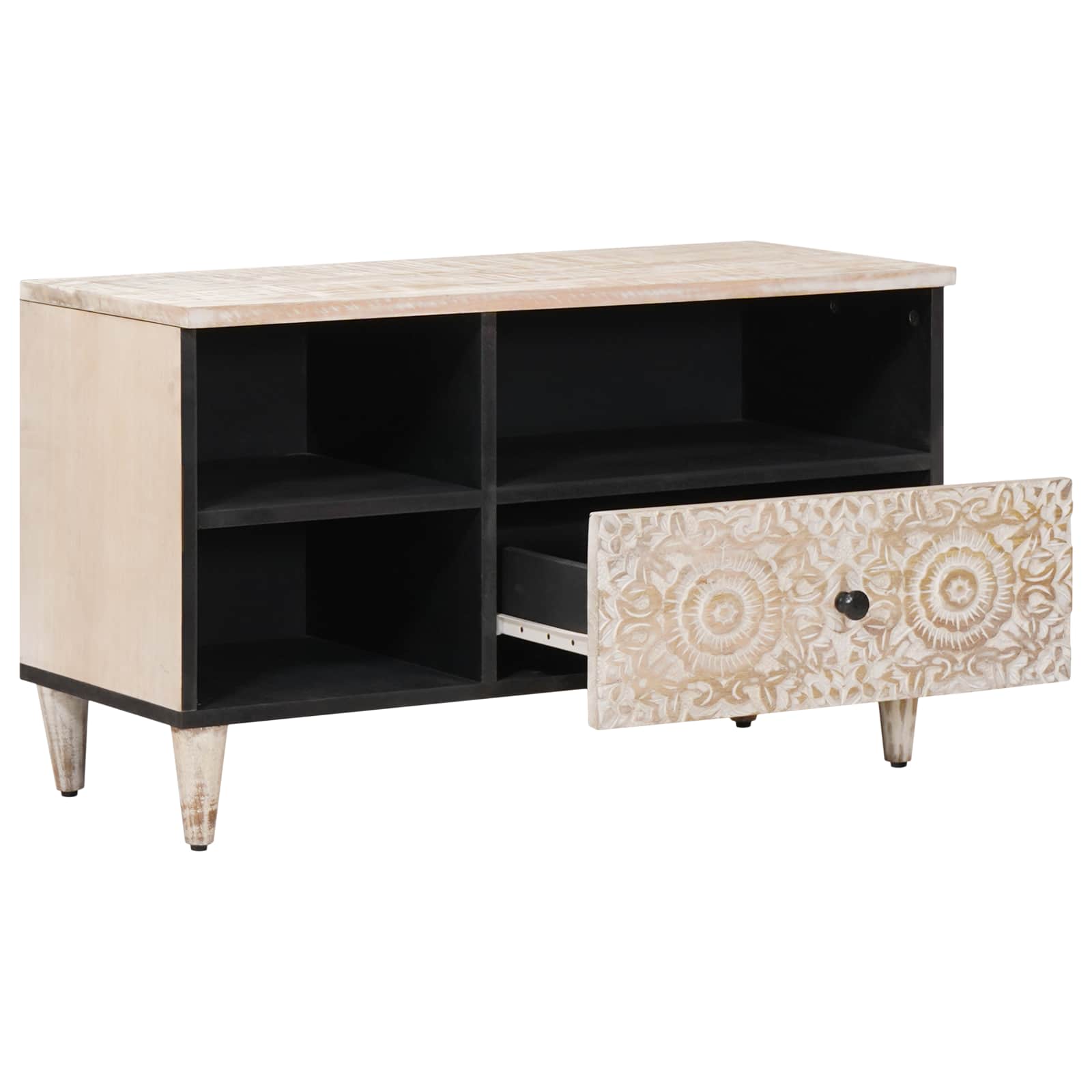 TV-Schränk mit Regal Braun 80 x 33,5 x 46 cm Massivholz Mango