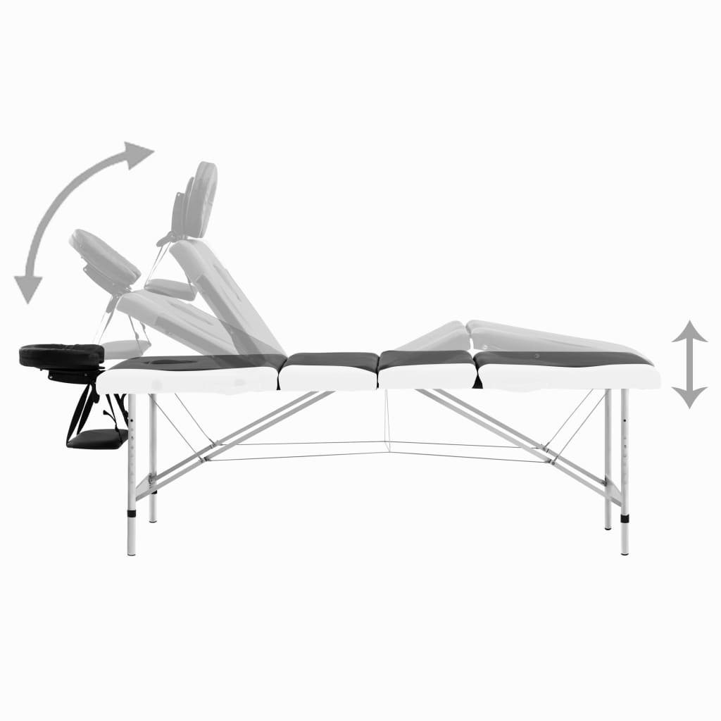 Massageliege Klappbar 4-Zonen Aluminiumgestell Schwarz und Rosa
